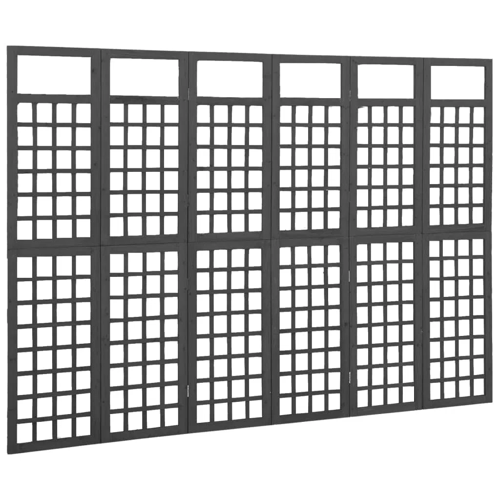 Lot de 6 treillis 5 x 180 cm Paravent en bois massif de sapin Noir 242,5 x 180 cm