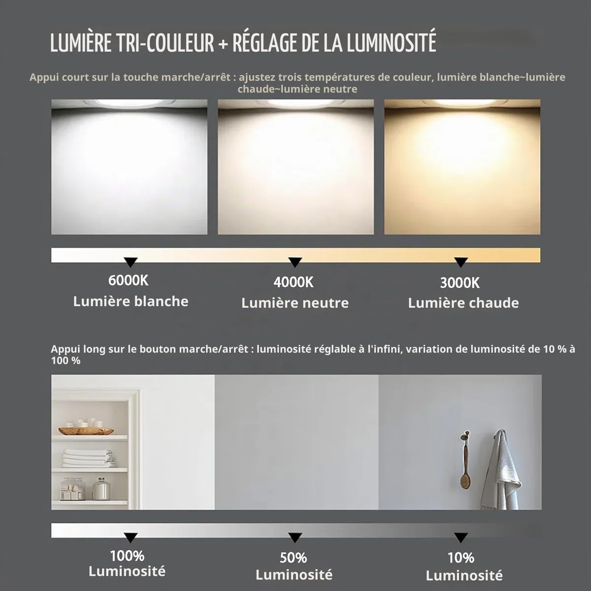 de Salle de Bain en Arc avec lumière 50x70cm Miroir Lumineux en Arc pour Salle de Bain Miroir de courtoisie Mural à intensité Variable 3 Couleurs Miroir d'arche intelligen (50x80cm/19.7x31.5in)
