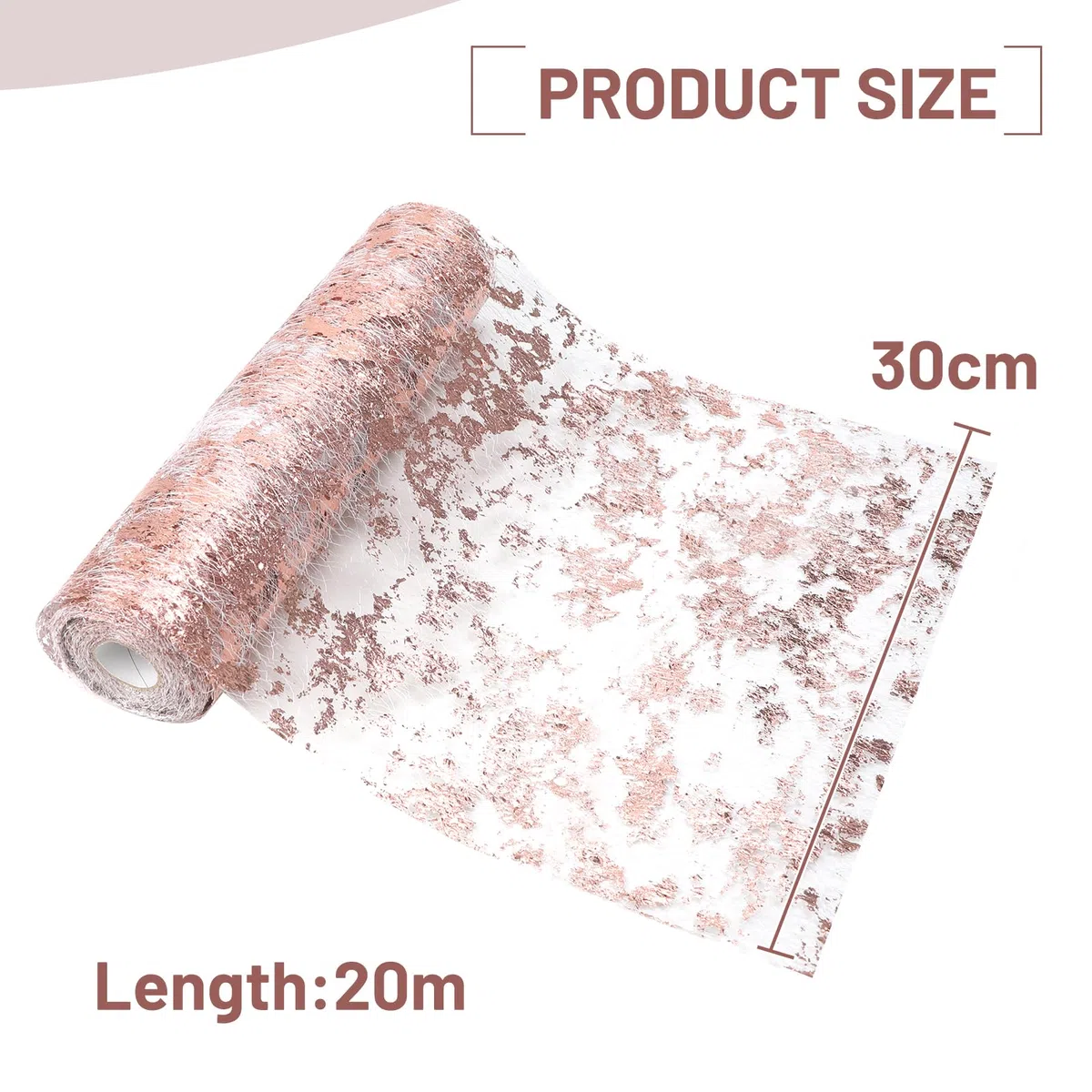 SWAWIS Chemin de table brillant - Or rose - 30 cm x 20 m - Décoration de table pour mariage, Saint-Valentin, anniversaire, baptême