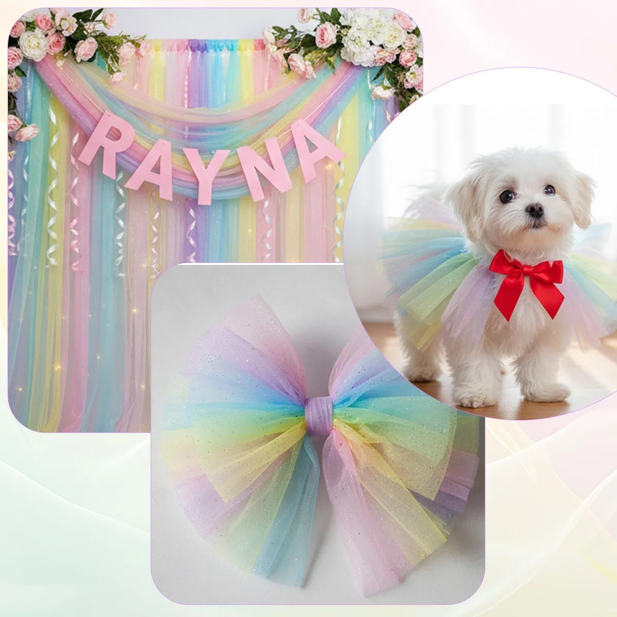 Chemin de table - Arc-en-ciel - Paillettes - 30 cm x 9 m - En tulle à paillettes - Décoration de sac d'école - Tissu pour filles - Fil de tulle pour anniversaires, fêtes de contes de fées, projets de