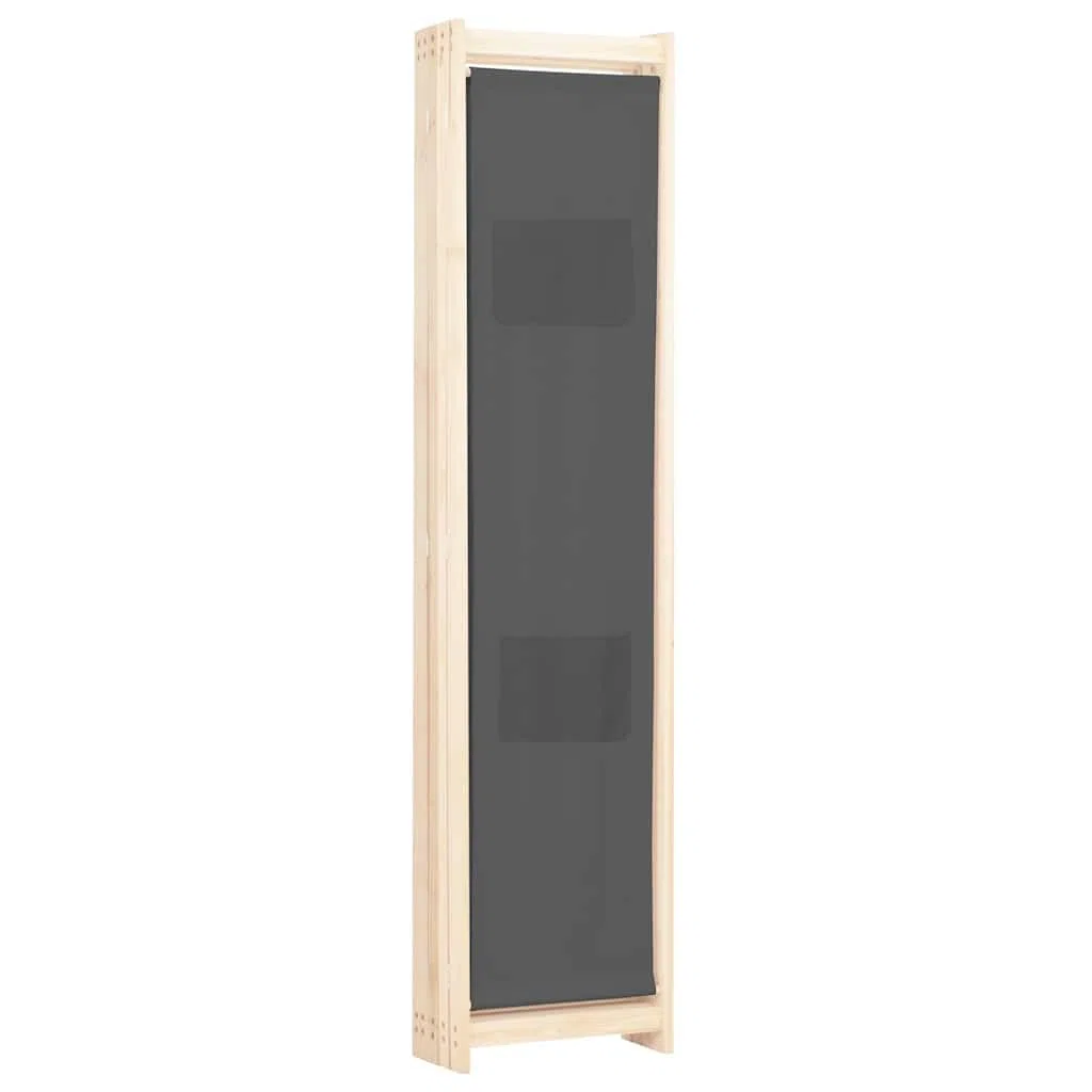 Cloison de séparation 5 Panneaux Gris en Tissu 200 x 170 x 4 cm Cadre Sapin Massif modulable pour délimitation Espace Chambre Salon Bureau Organisation et intimité