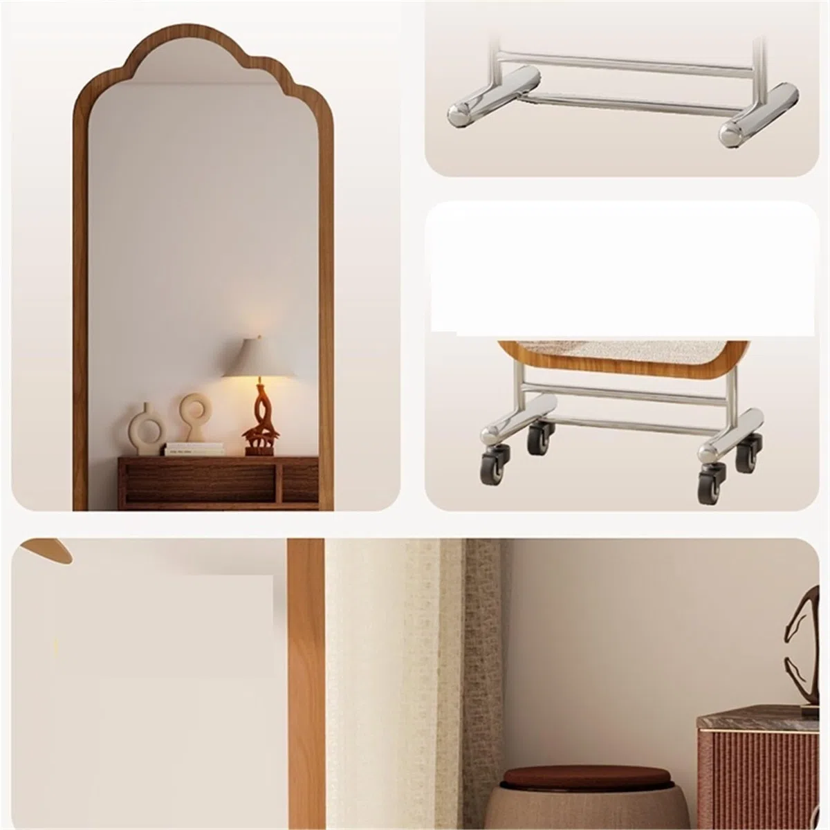 Chambre Miroir Portable en Acier Inoxydable Pleine Longueur for la Chambre à Coucher Décoration