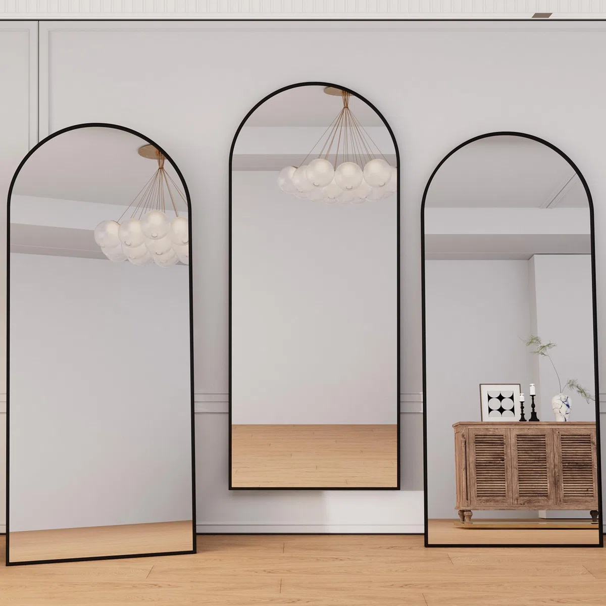 Grand Miroir sur Pied, 180 X 80 cm, avec Cadre en Aluminium, Support en Métal, Miroir Arche Incliné ou Suspendu, pour Salon, Chambre à Coucher, Entrée (Noir arqué, 180 x 80 cm)