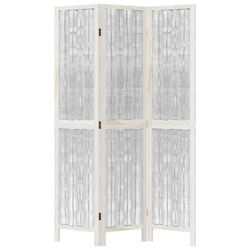 Paravent 3 pièces blanc en bois massif de paulownia avec branches de saule, 105-110 x 180 cm, paravent pliable pour salon, chambre à coucher, bureau, brise-vue et séparateur de pièce