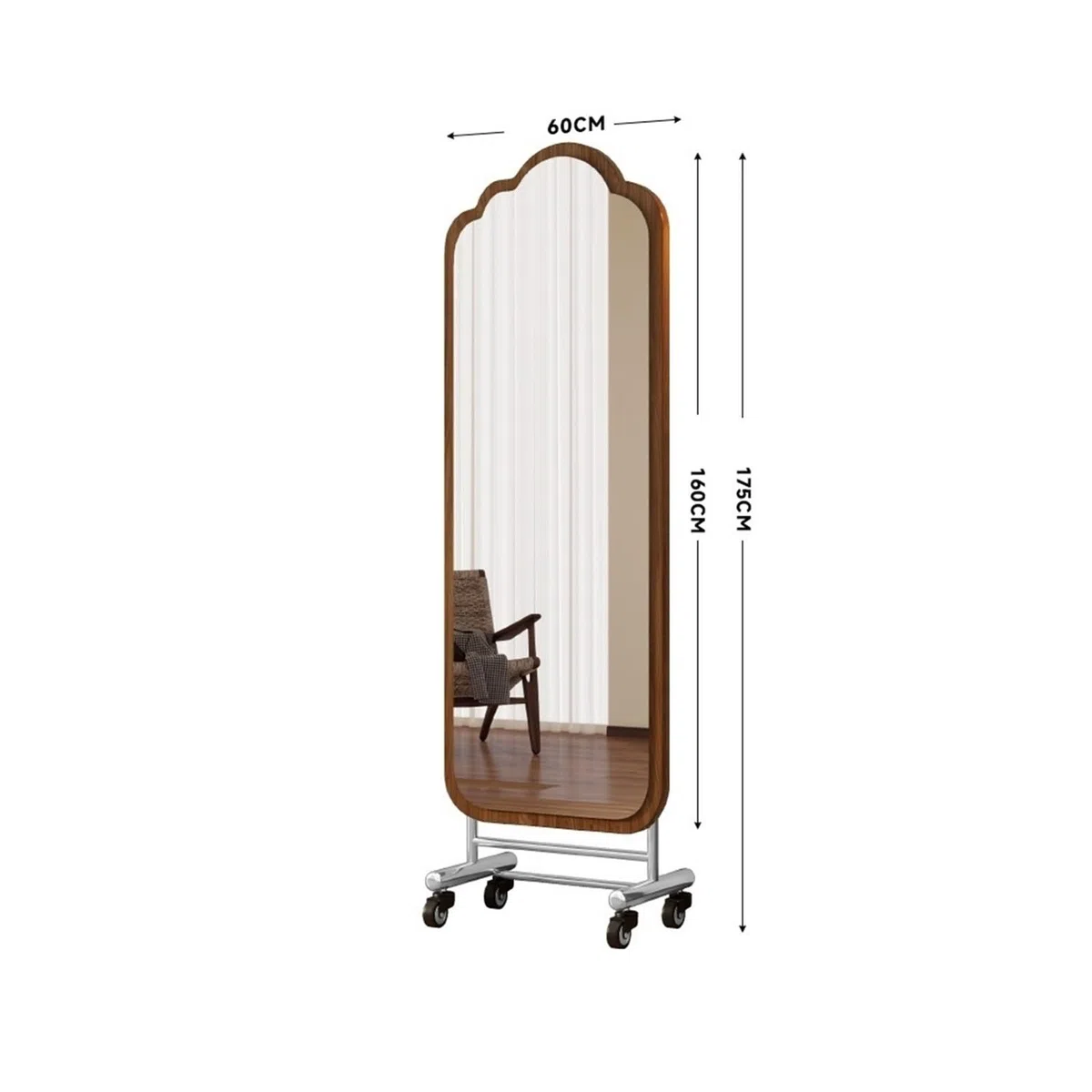 Chambre Miroir Portable en Acier Inoxydable Pleine Longueur for la Chambre à Coucher Décoration