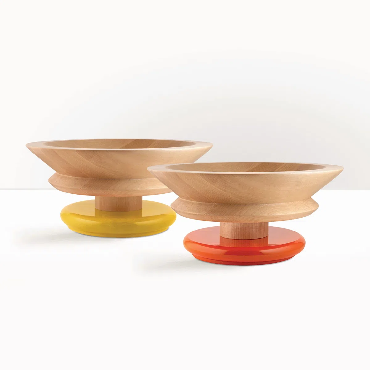 Alessi Piccoli Monumenti per Grandi Paesaggi Domestici ES15 1 - Centre de Table Design en Bois de Tilleul avec Base Colorée, Orange