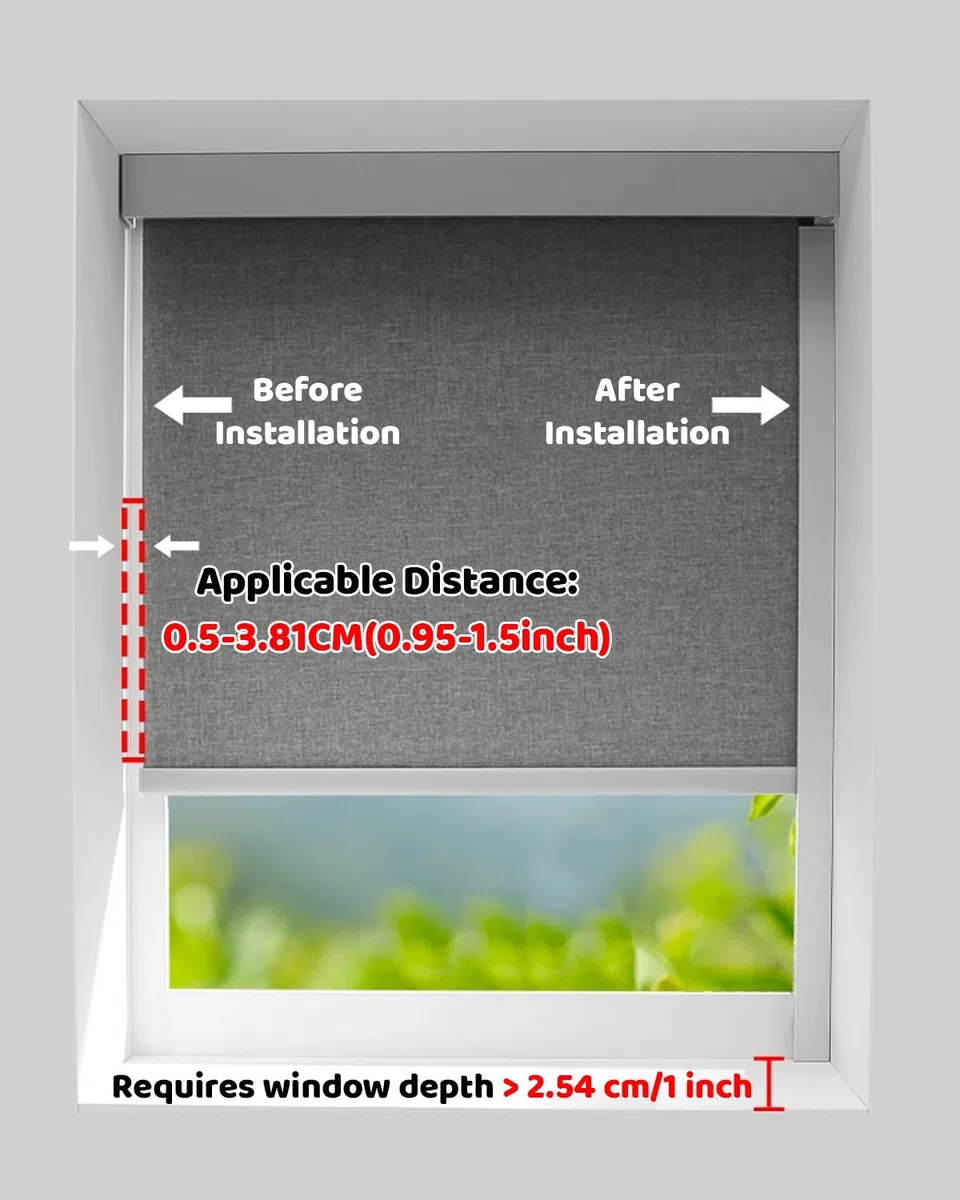 Store enrouleur occultant pour fenêtre latérale - Solution de blocage de la lumière pour la maison et le bureau - Facile à installer - Améliore l'intimité et le confort