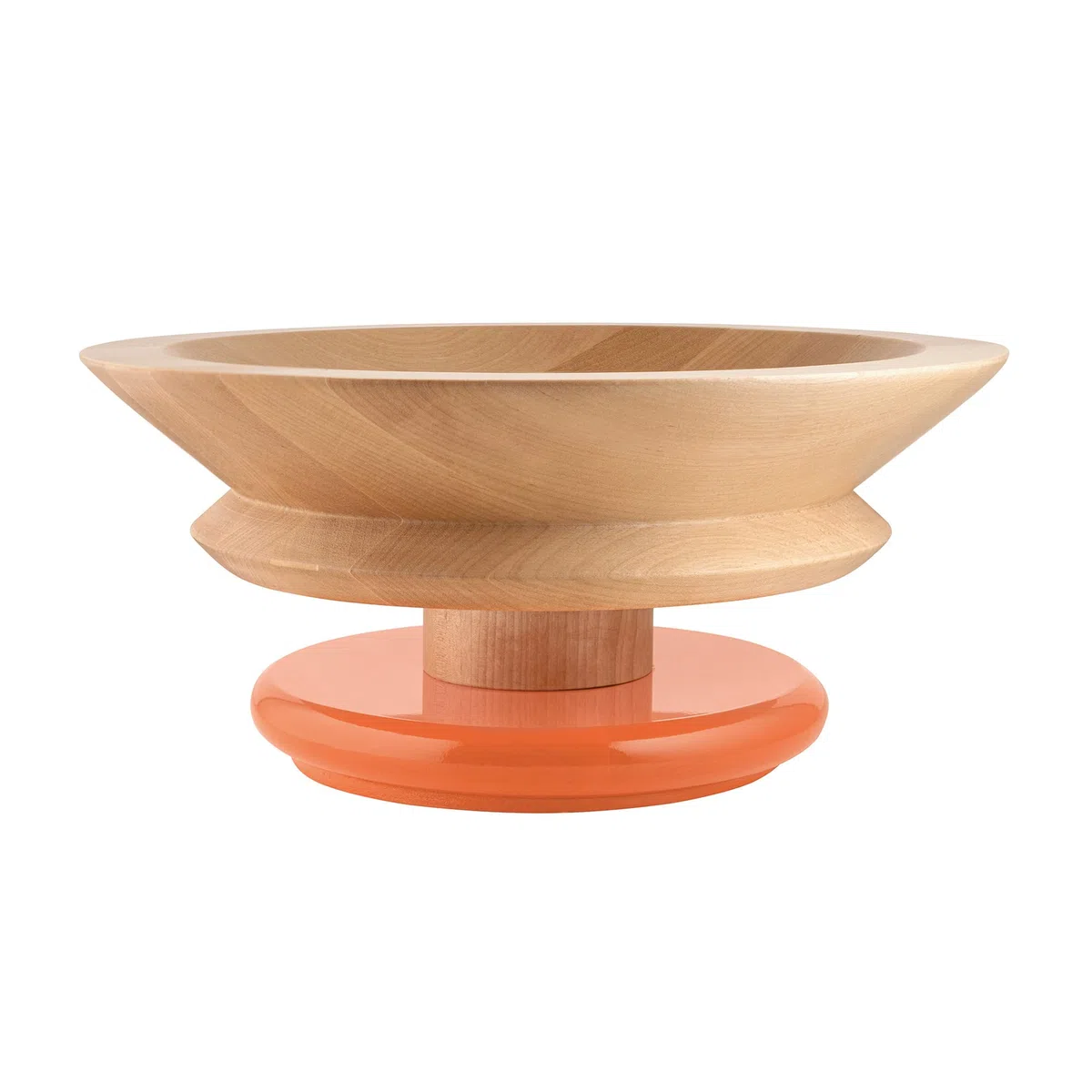 Alessi Piccoli Monumenti per Grandi Paesaggi Domestici ES15 1 - Centre de Table Design en Bois de Tilleul avec Base Colorée, Orange