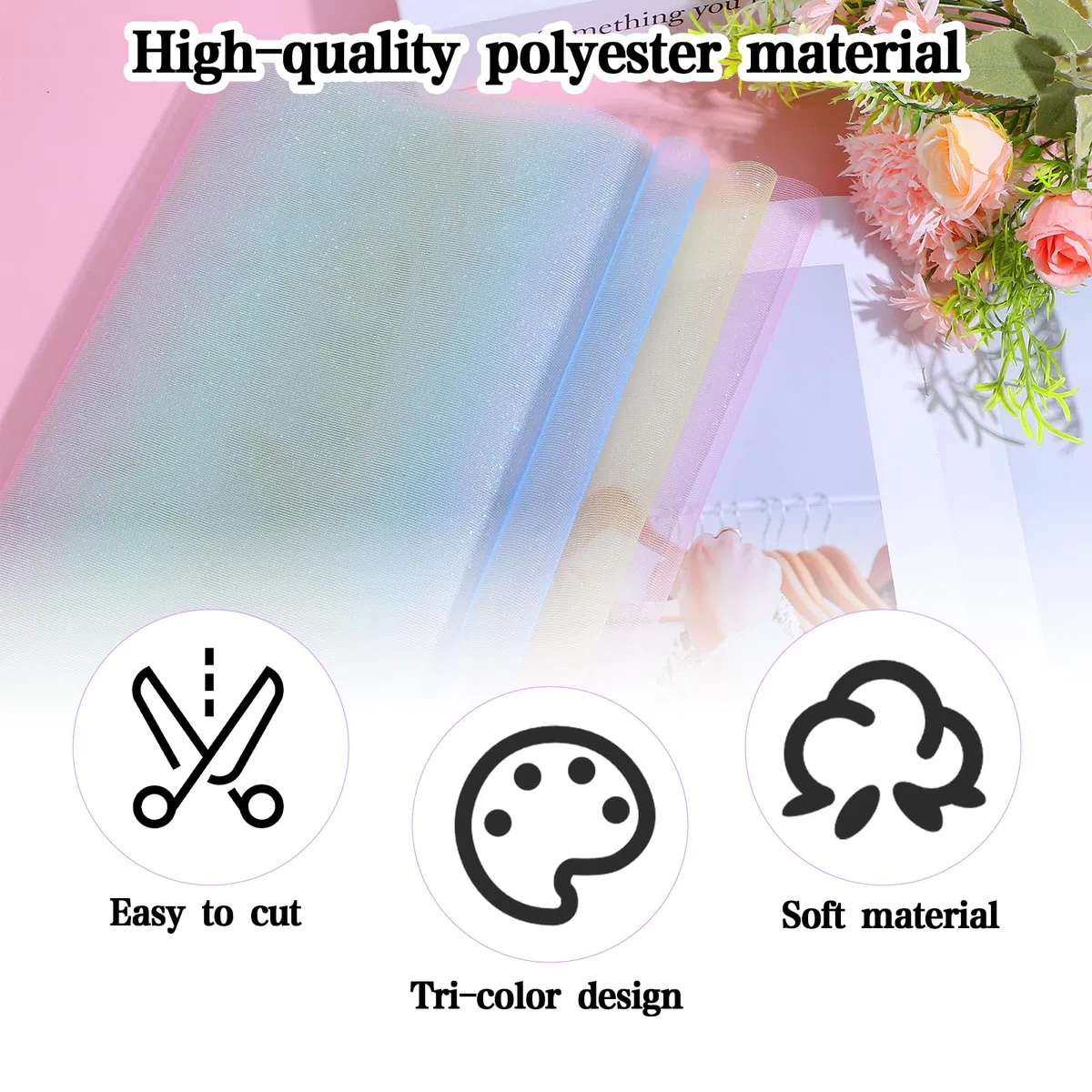 Chemin de table - Arc-en-ciel - Paillettes - 30 cm x 9 m - En tulle à paillettes - Décoration de sac d'école - Tissu pour filles - Fil de tulle pour anniversaires, fêtes de contes de fées, projets de