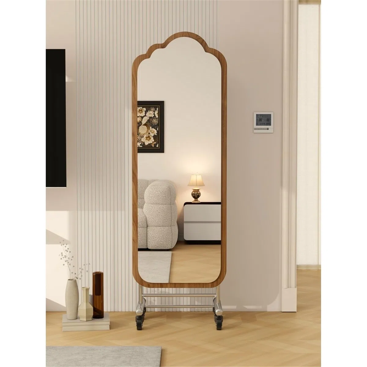 Chambre Miroir Portable en Acier Inoxydable Pleine Longueur for la Chambre à Coucher Décoration