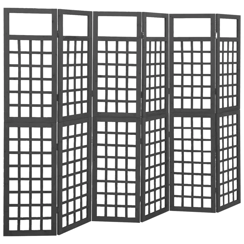 Lot de 6 treillis 5 x 180 cm Paravent en bois massif de sapin Noir 242,5 x 180 cm
