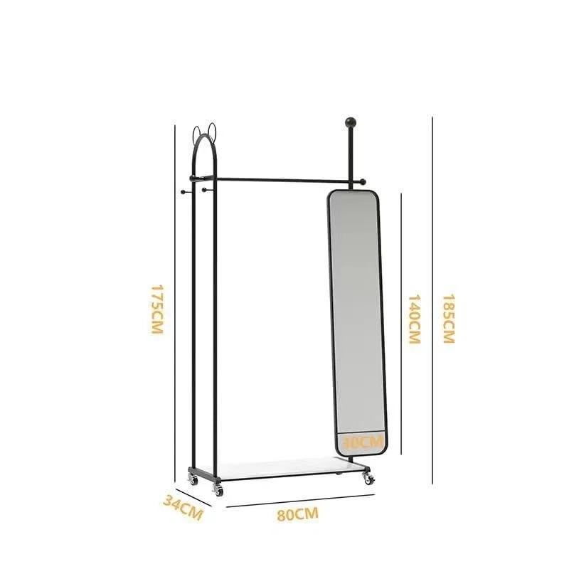 Miroirs Pleine Longueur Miroir Pleine Longueur Cintre intégré Rotatif ménage au Sol Vertical vestiaire Dressing Miroir Autonome(Noir)
