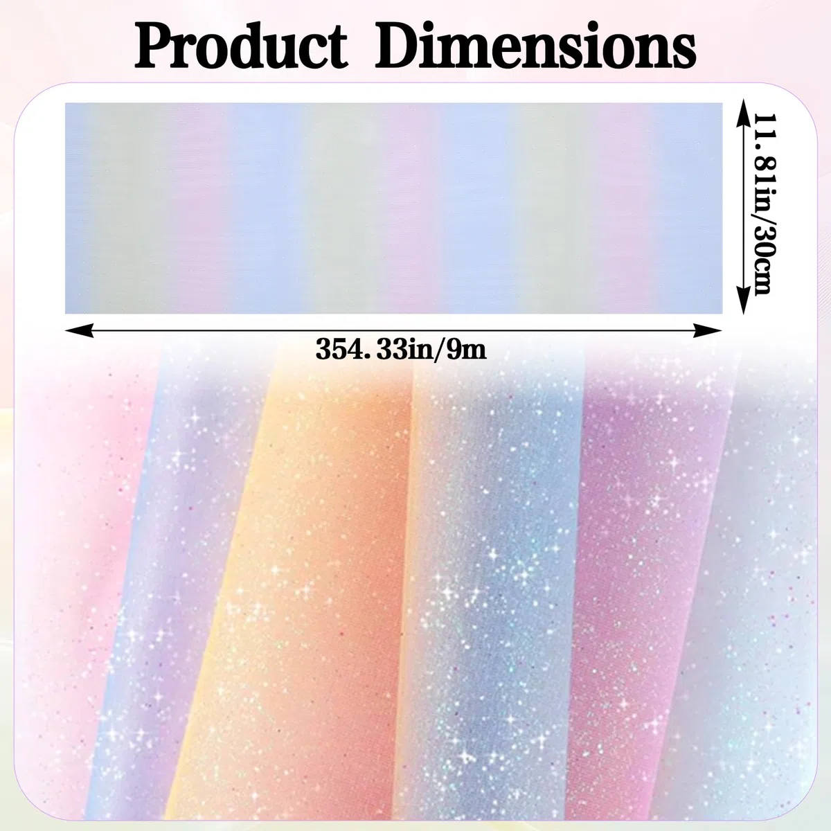Chemin de table - Arc-en-ciel - Paillettes - 30 cm x 9 m - En tulle à paillettes - Décoration de sac d'école - Tissu pour filles - Fil de tulle pour anniversaires, fêtes de contes de fées, projets de