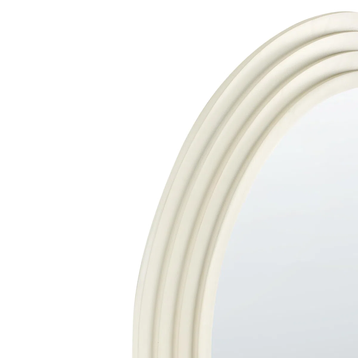 Beliani Miroir Mural Vintage Cadre en Bois 170 x 80 cm Forme d'Arche Blanc Cassé Dijon